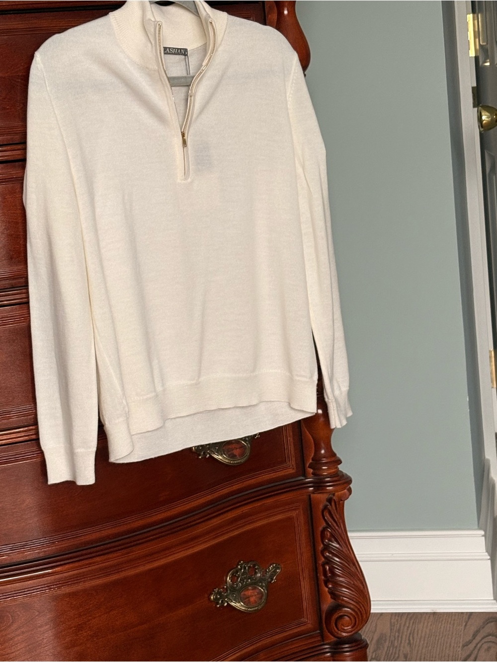 Alashan Quarter/Zip Pullover Cream Sweater